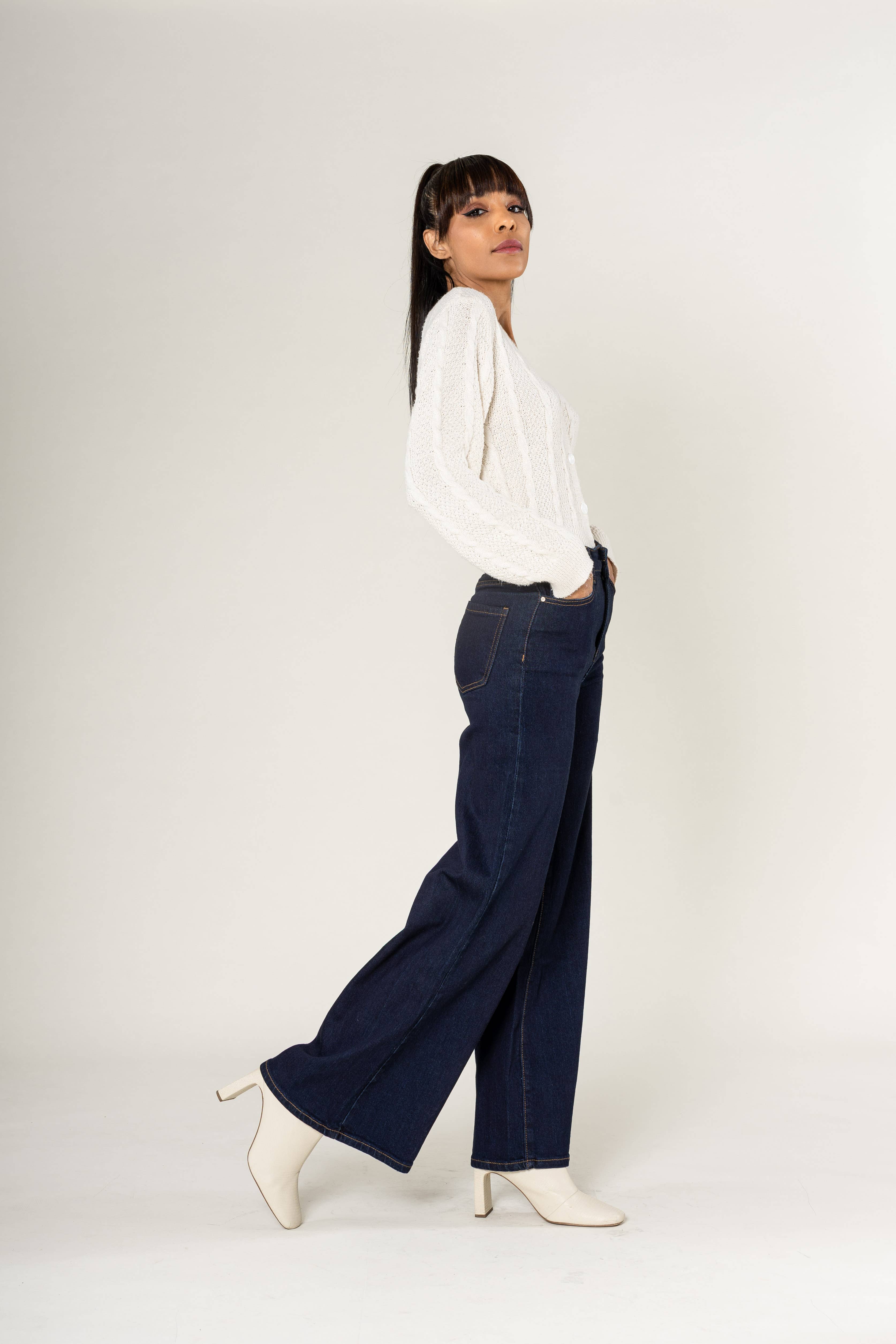 Nina Carter - Vente Jean – femme - Nina Carter super WIDE LEG taille haute stretch YY30026