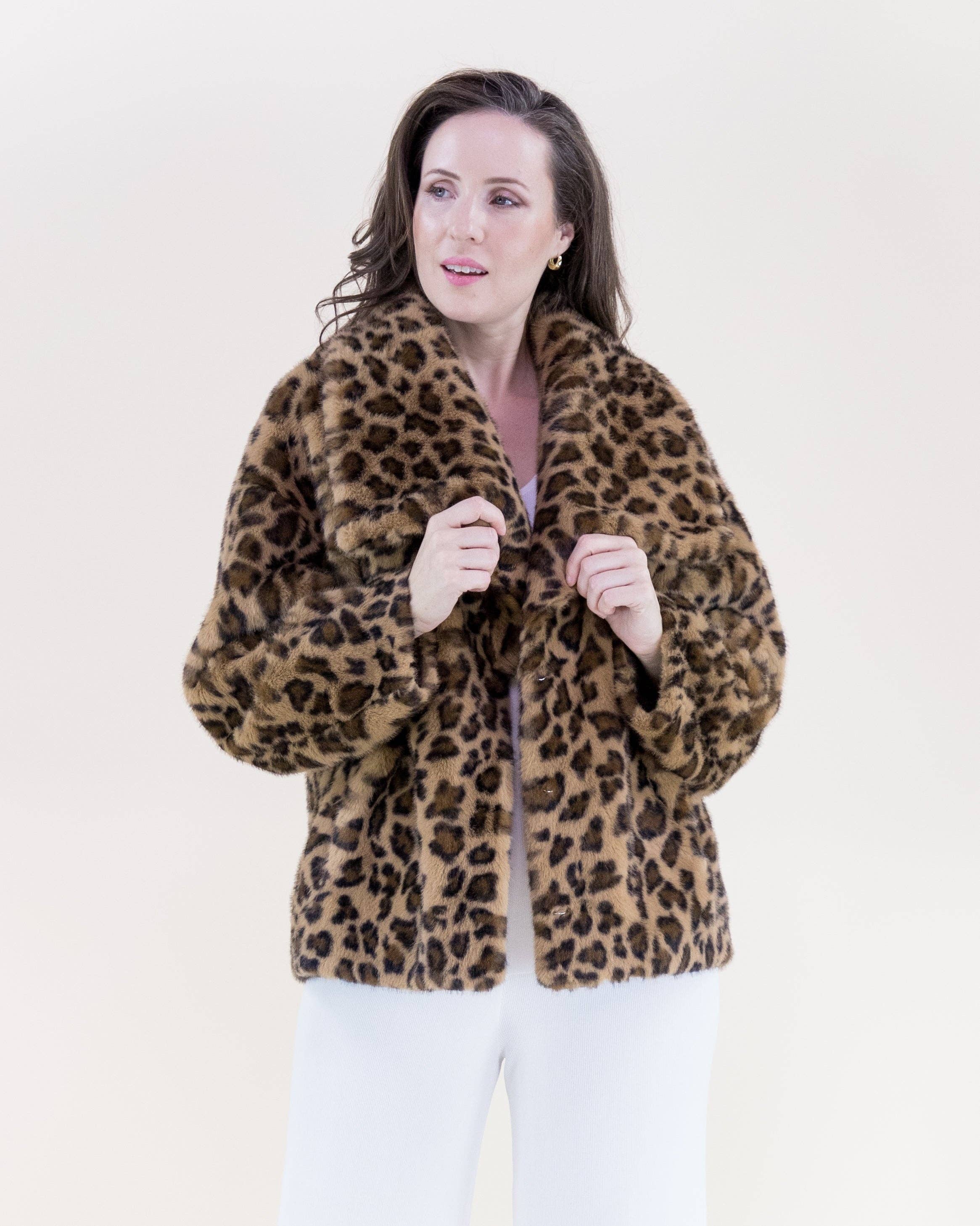 Original USA - Wholesale Fur/Faux Fur Coat - Women's - Leopard Wide Lapel Faux Fur Jacket2
