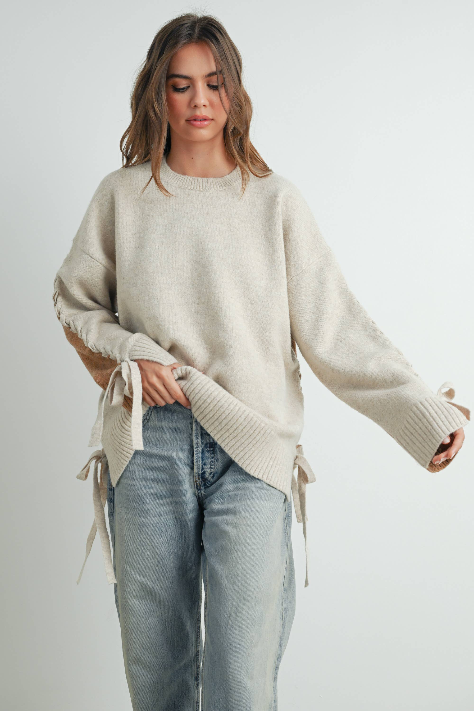 BUTTERMELON - Wholesale Knit Sweater - Women's - Crew Neck Long Sleeve Pullover Sweater - BMW758720