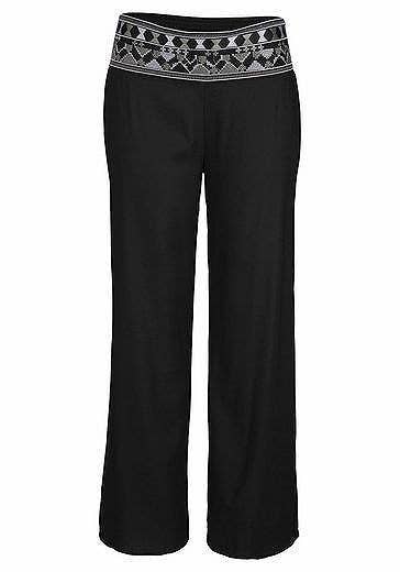 Black LASCANA Women's Smocked Border Print Pant for wholesale on Faire2