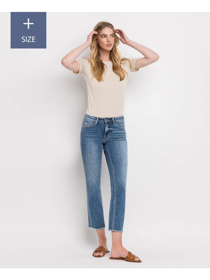 FIVE STEPS TO HEAVEN PLUS SIZE MID RISE CROP STRAIGHT JEANS V2750-P for wholesale on Faire