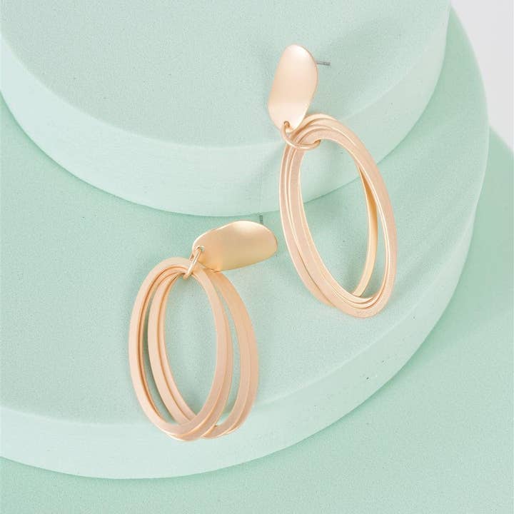 Matte Gold Lilly Oval Multi Hoop Drop Earrings for wholesale on Faire1