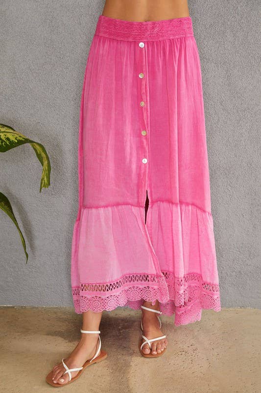 VENTI6 - Vente Jupe – femme - JUPE MAXI HI LO À MOTIF FLORAL TRESSÉ (8045)1