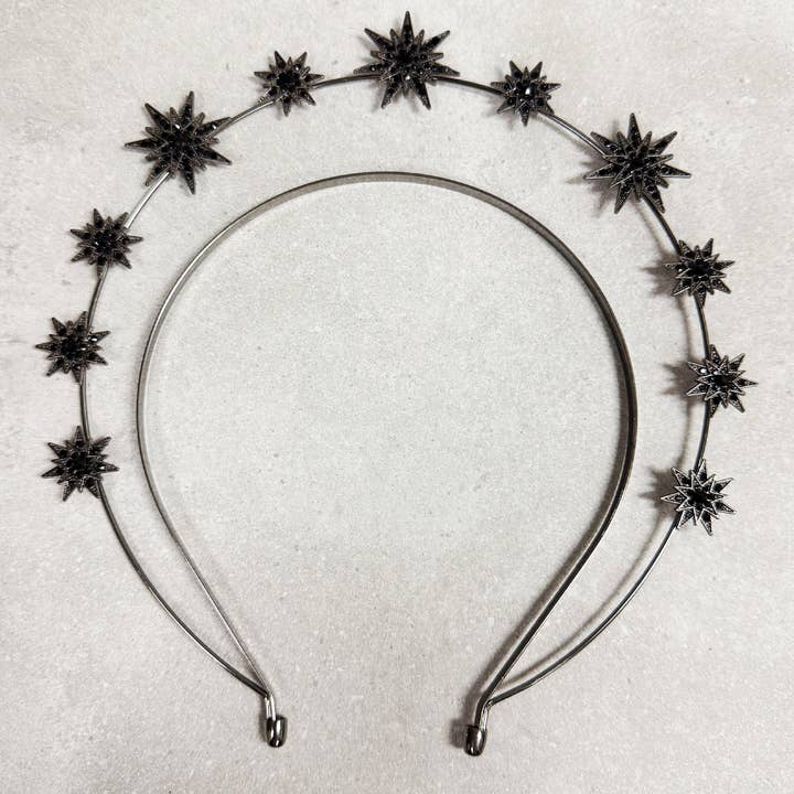 Black Stars Goddess Crown Halo Headband, Boho Headpiece and other Purchase Wholesale accessoire mariage. Free Returns & Net 60 Terms on Faire trending on Faire.