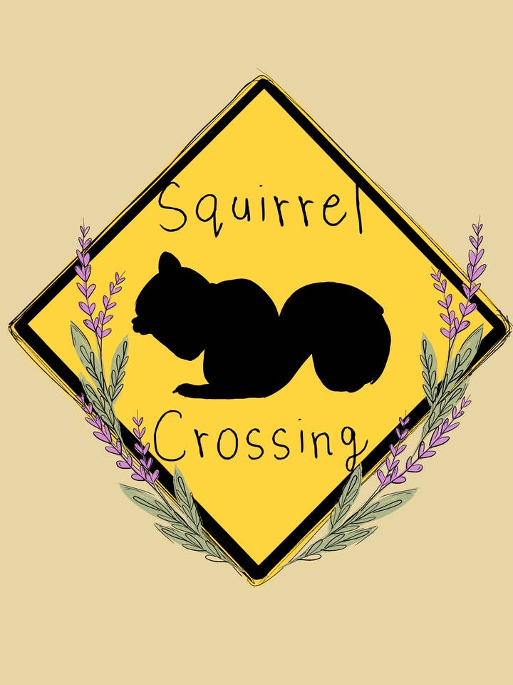 Squirrel Crossing Vinyl Sticker for wholesale by Heart in the Woods