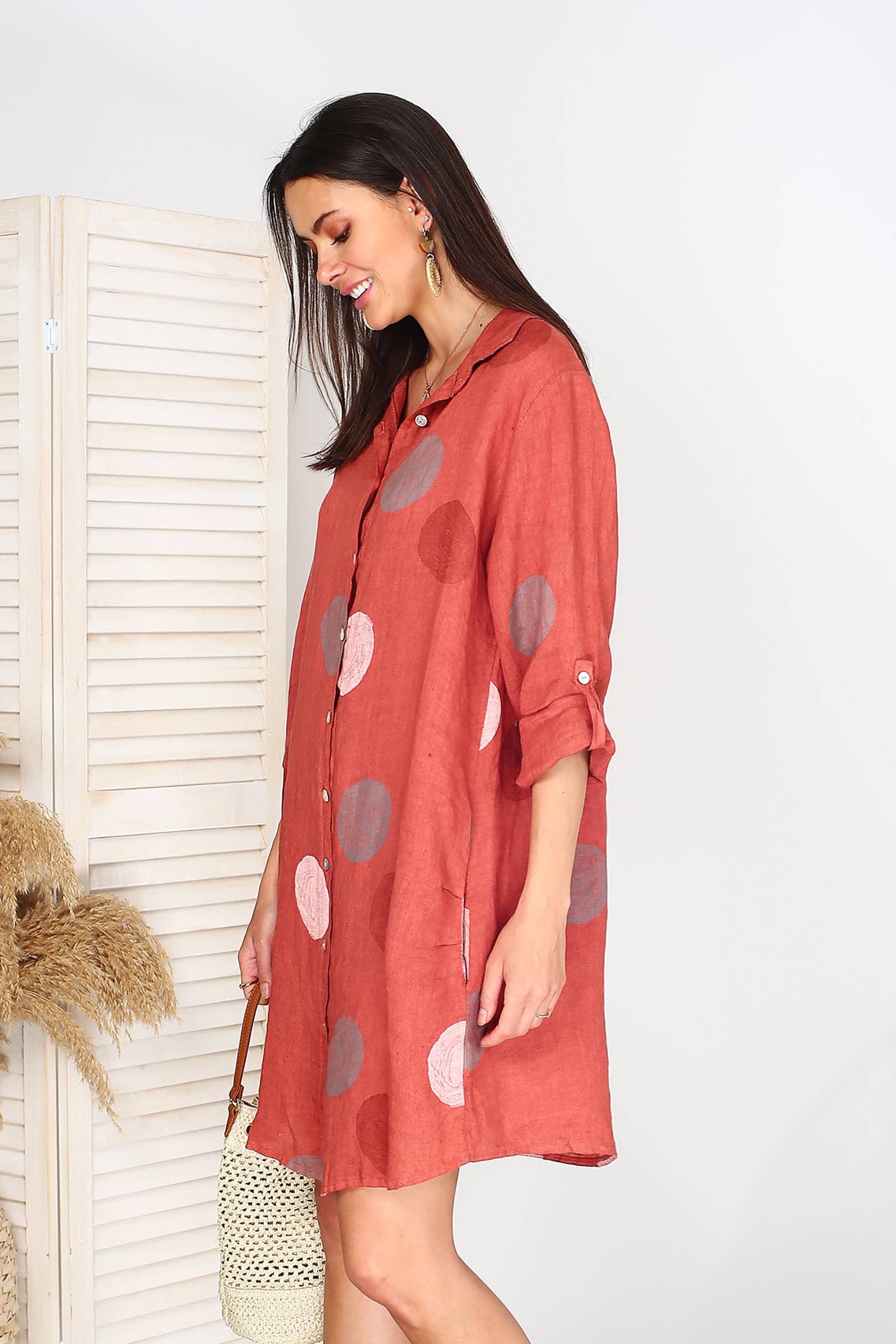 ORNELLA PARIS – Großhandel Kleid – Damen – LEL-R197A Leinenkleid29