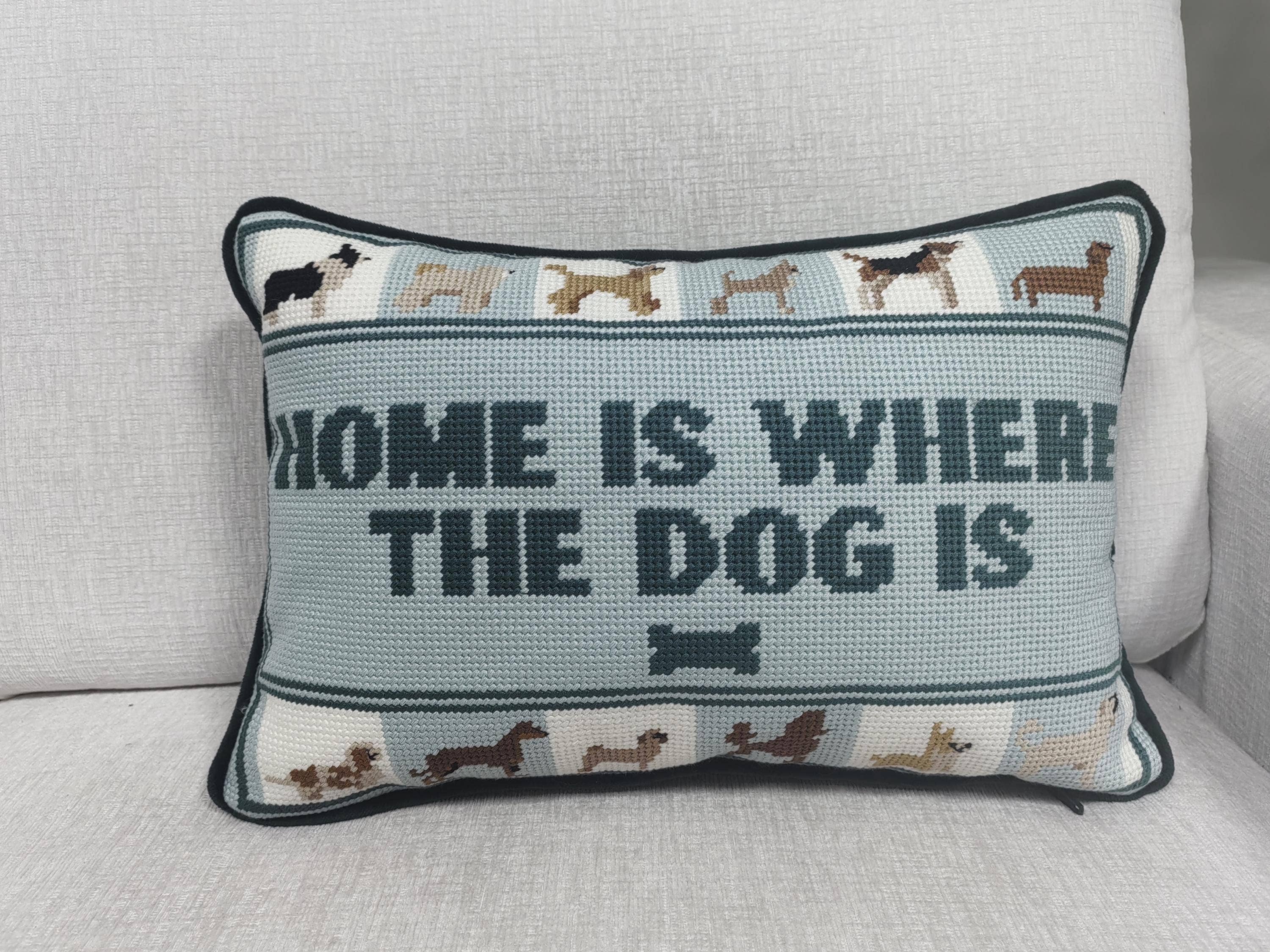 Southern Decorative - Wholesale Throw/Decorative Pillow - Home is Where the Dog is Needlepoint Pillow3