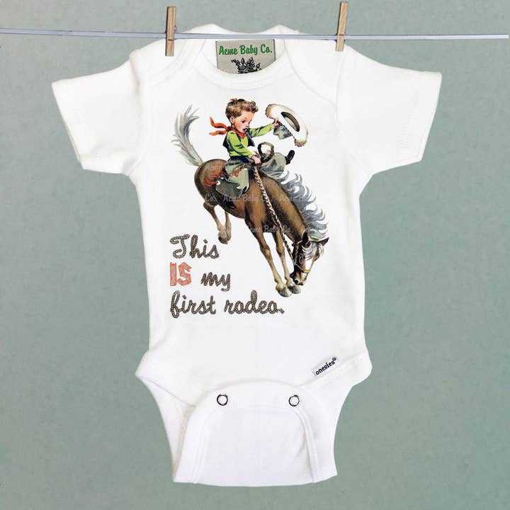 Acme. Baby Co. LLC - Wholesale Bodysuit (Non-Footed) - Baby - First Rodeo Buckaroo Onesie One Piece Baby Bodysuit