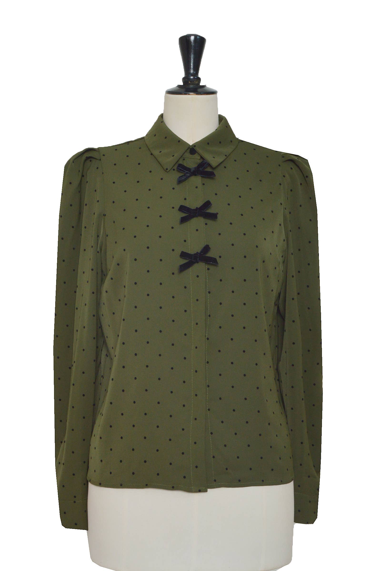 ELLI WHITE - Wholesale Button Down Shirt - Women's - Polka dot shirt with decorative bows7