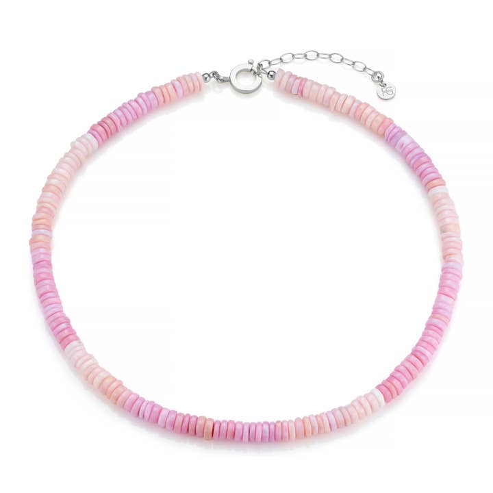 PINK & WHITE OMBRE OPAL BEADED CHOKER NECKLACE  for wholesale by Fool's Gold Jewellery
