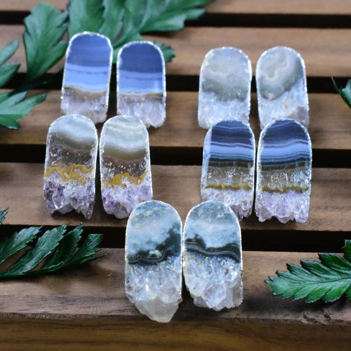 Bar Ametist Stalactite Stud Örhängen - Silver för wholesale av Ewelina Pas Jewelry