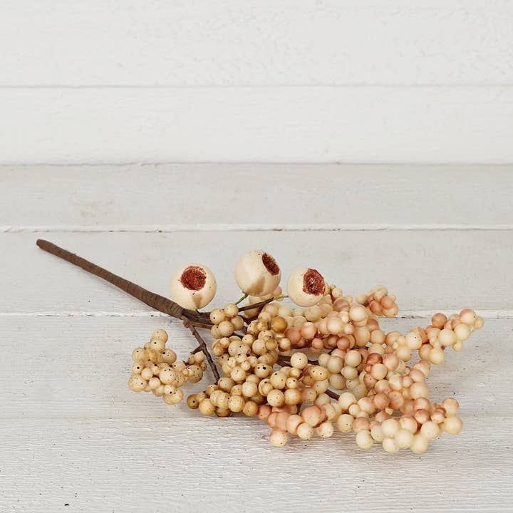 Impressive Enterprises, Inc. - Wholesale Artificial Flowers - 16in Bush-Beige Cream Pepper Berries with Pod Berries2