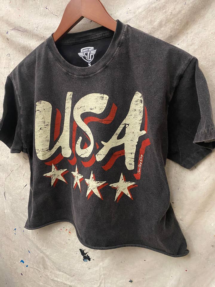 Country Deep Apparel - Wholesale Screen Printed T-Shirt - Women's - USA vintage Relaxed Crop T-shirt 3