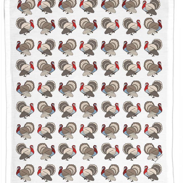 Coast & Cotton - Wholesale Tea Towel - Turkeys, Organic Cotton Tea Towel0