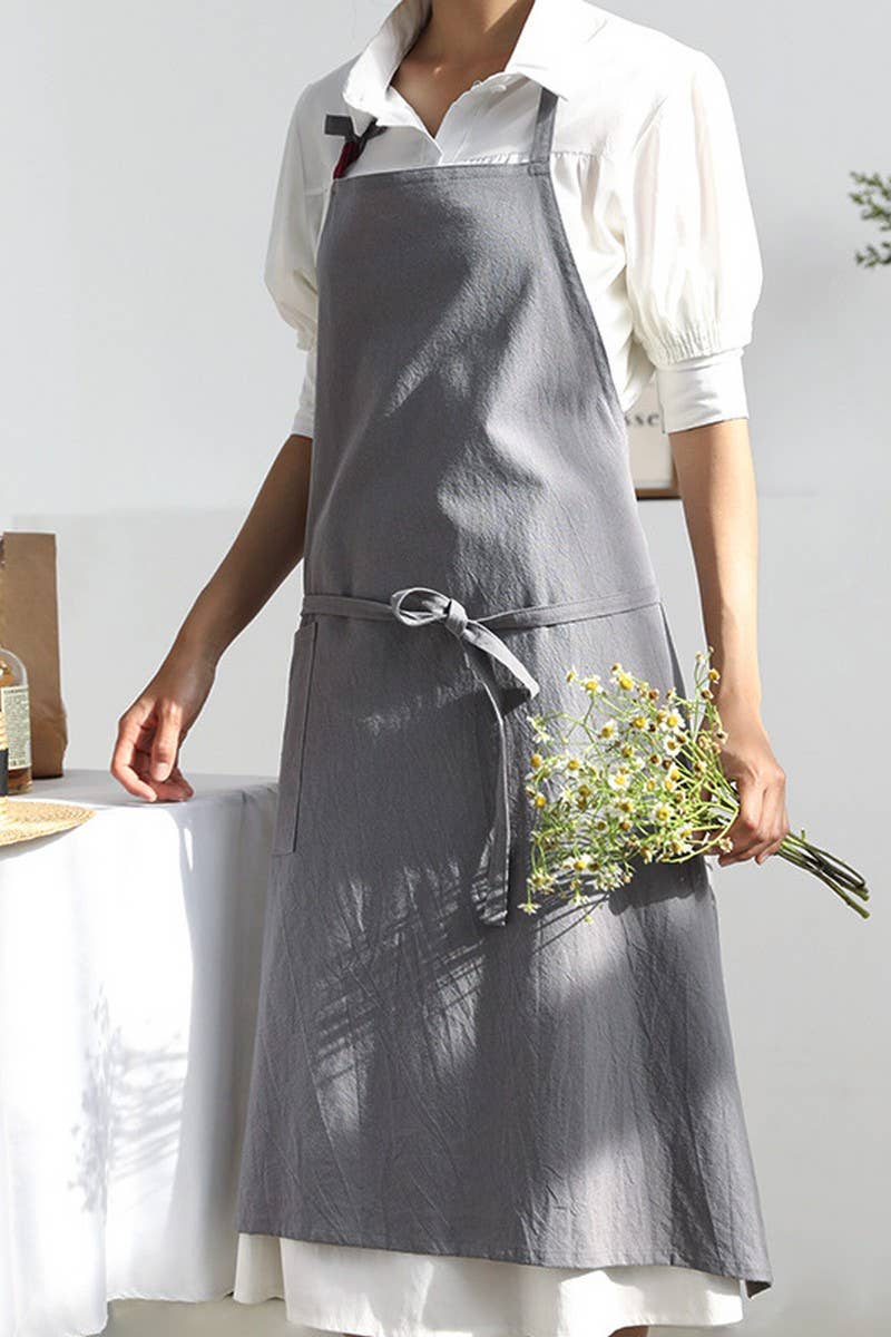 NINEXIS - Wholesale Apron - CWAB3991_COTTON AND LINEN SOLID COLOR ANTI-FOULING APRON0