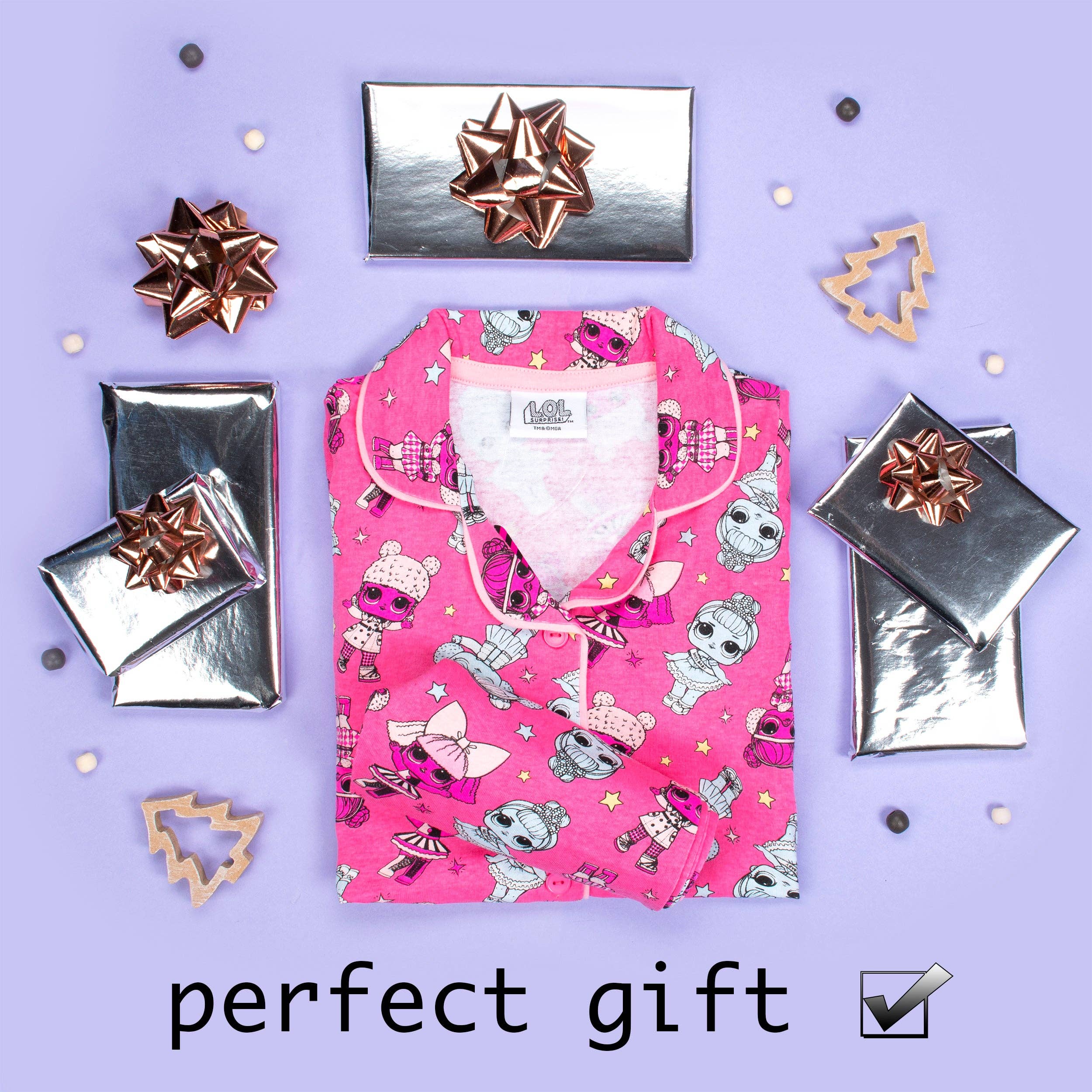 Fringoo Group Ltd – Conjunto de pijama - Crianças por atacado – LOL Pijama Rosa com Botões6