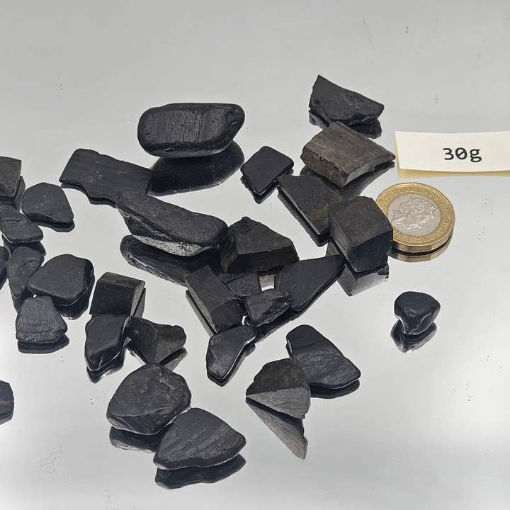 Distinction Crystals - Venta al por mayor Piedras/cristales espirituales - Lote de 30 g de gemas de madera fósil Jet1