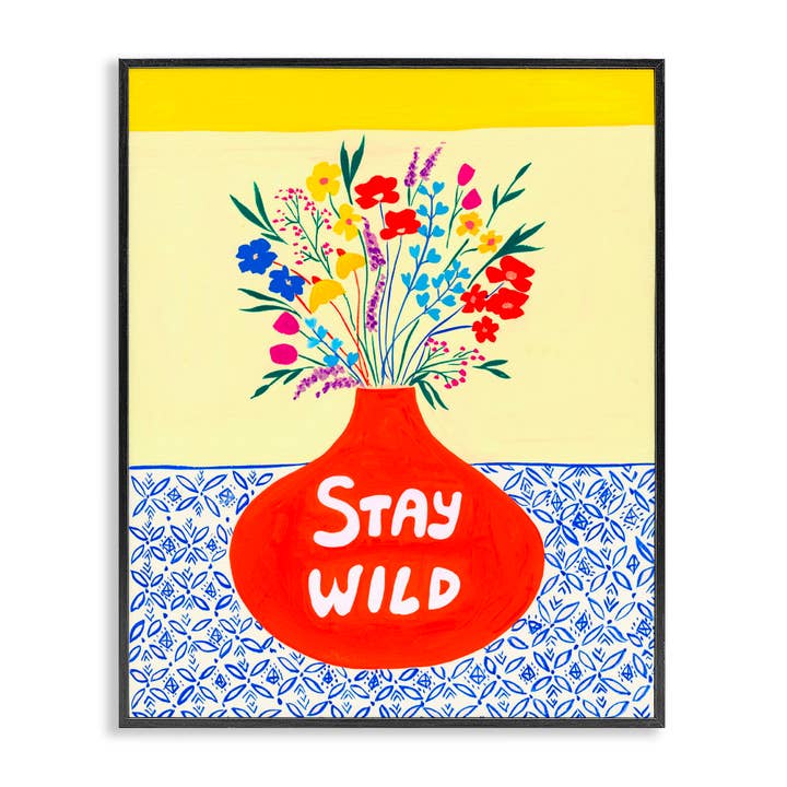 Rimani Selvaggio Fiori di Metà Secolo - Arte da Parete Incorniciata per la vendita all'ingrosso da parte di Stupell Industries