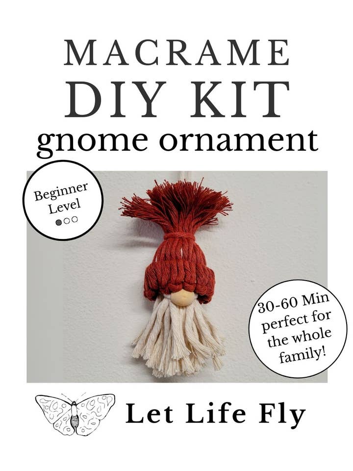 Macrame DIY Kit - Gnome Ornament - Ages 8 and Up! for wholesale by Let Life Fly