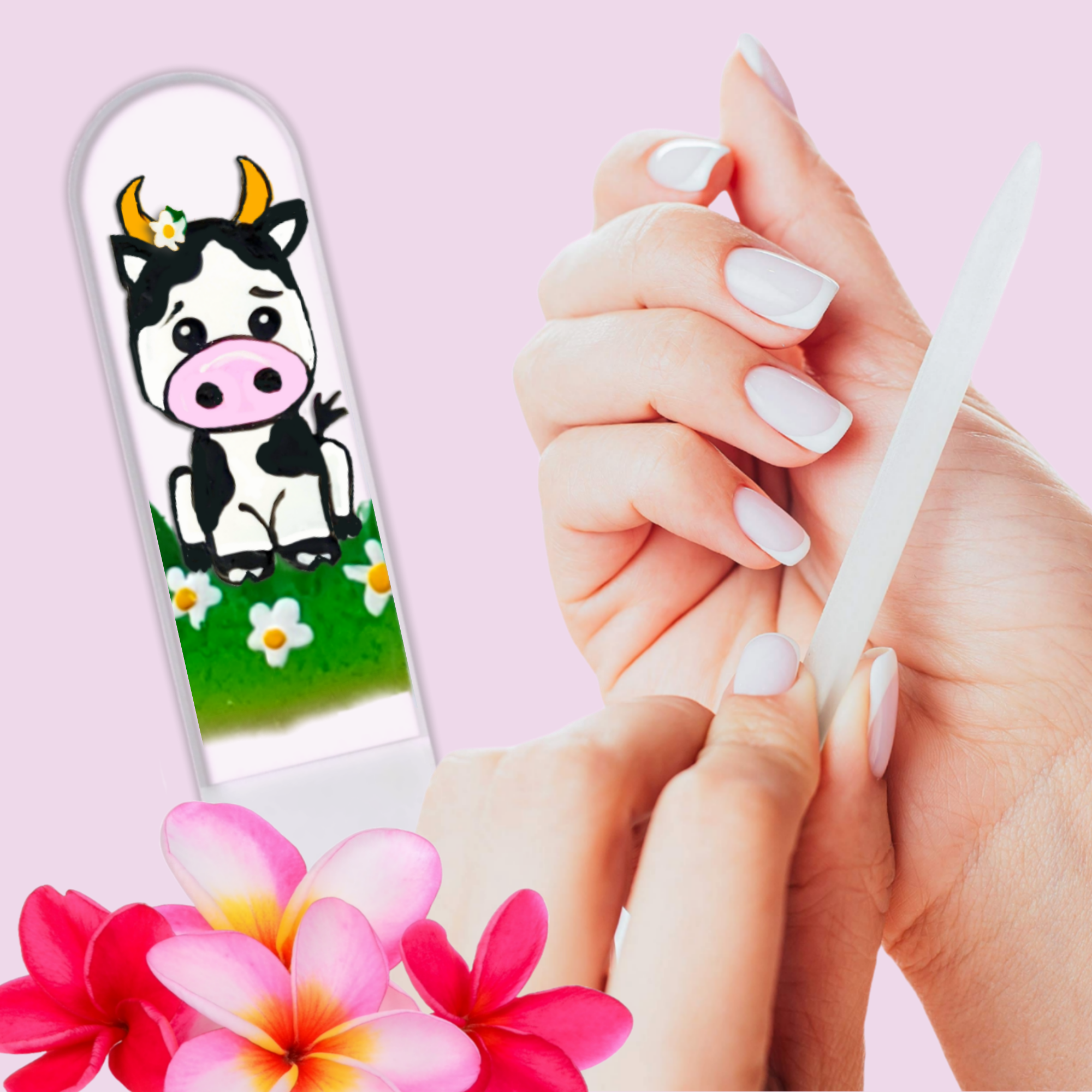 Classy Nail Files - Wholesale Nail File - Moo Cow Holstein Farm Animal Hand Painted Crystal Nail File9