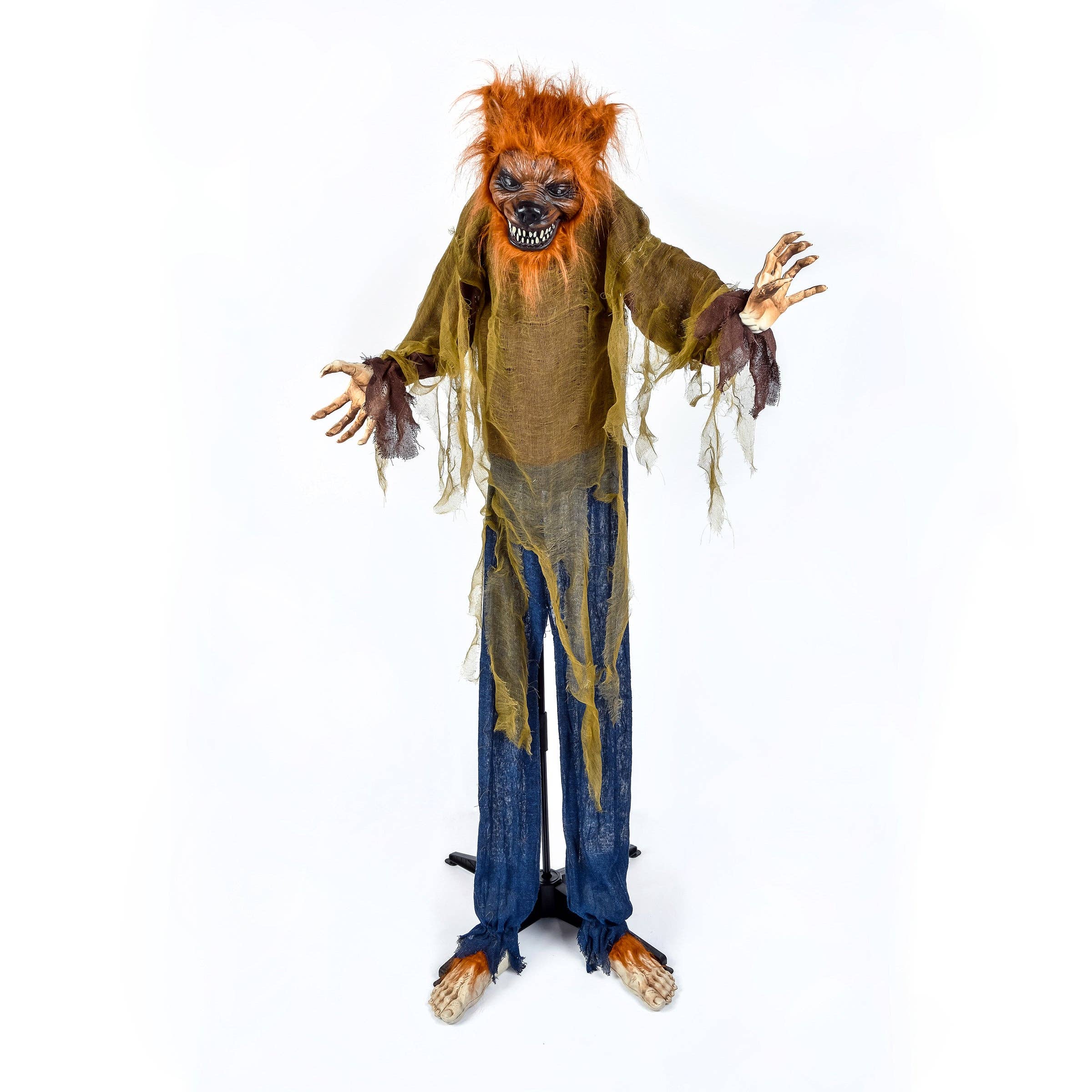 National Tree Company - Wholesale Outdoor Ornament/Decor - 63 in. Halloween Pre-Lit Sound Activated Animated Werewolf with LED Lights0