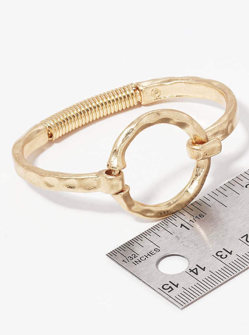 Wild Honey - Wholesale Bangle Bracelet - Hammered Metal Round Hook Clasp Hinged Bracelet3