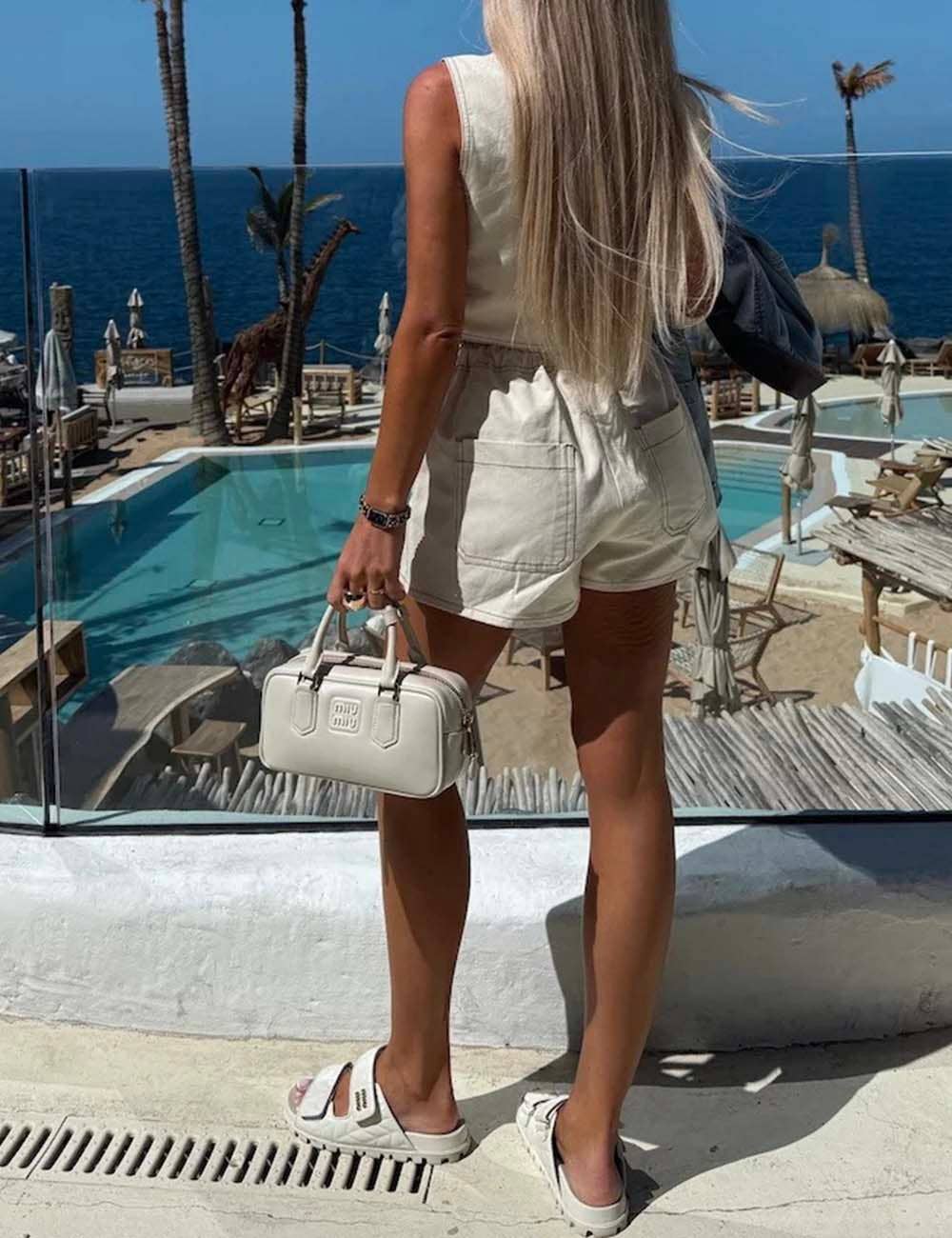 Ivory Ladies V-Neck Sleeveless Button String Tie Top & Shorts Denim Set for wholesale on Faire5