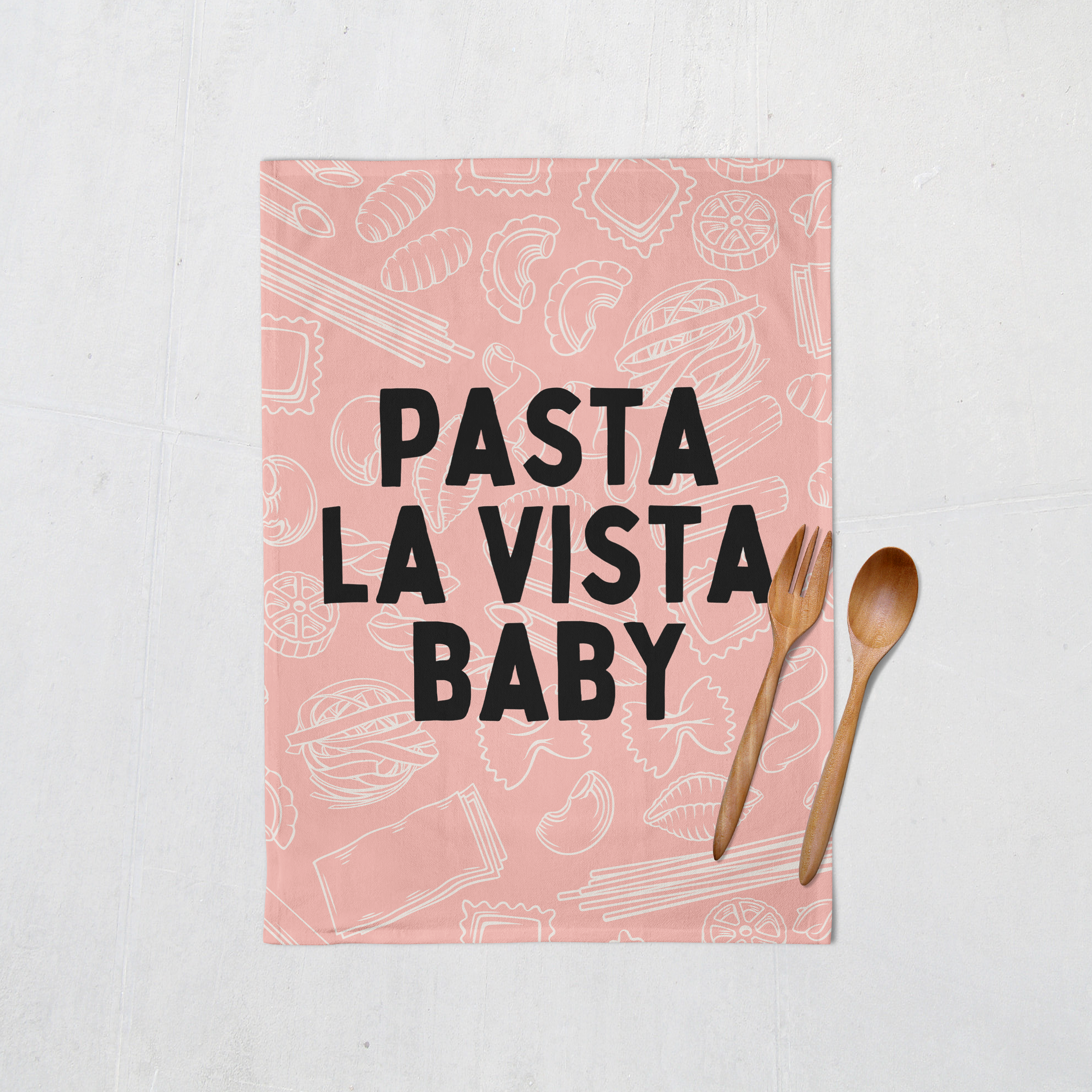 Wisdom and Wonder Designs – wholesale Tea towel – Pasta La Vista Baby | Tea Towel0