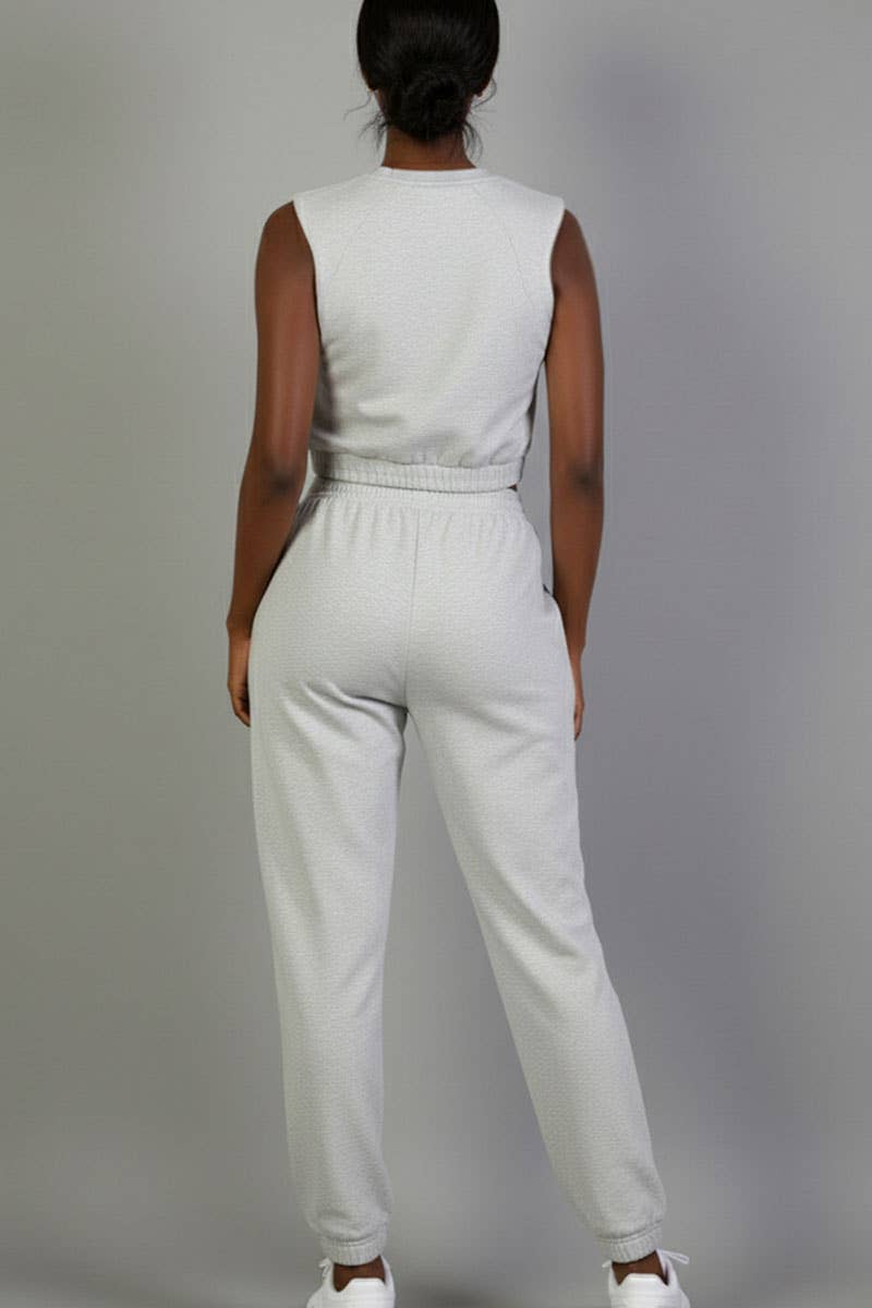 CAPELLA APPAREL - Wholesale Lounge Set - Women's - French Terry Elastic Waist Tank Top & Joggers Set8