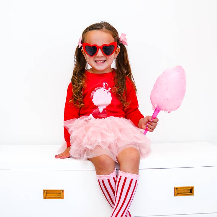 Holland Ave Clothing - Wholesale Sweatshirt - Kids - Santa Candy Cane | Girls Christmas Sweatshirt