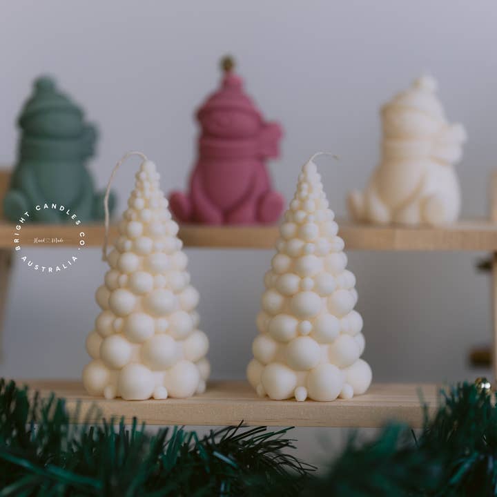 Frosty Pine Christmas Candle | Christmas Tree Candle for wholesale by Bright Candles Co.