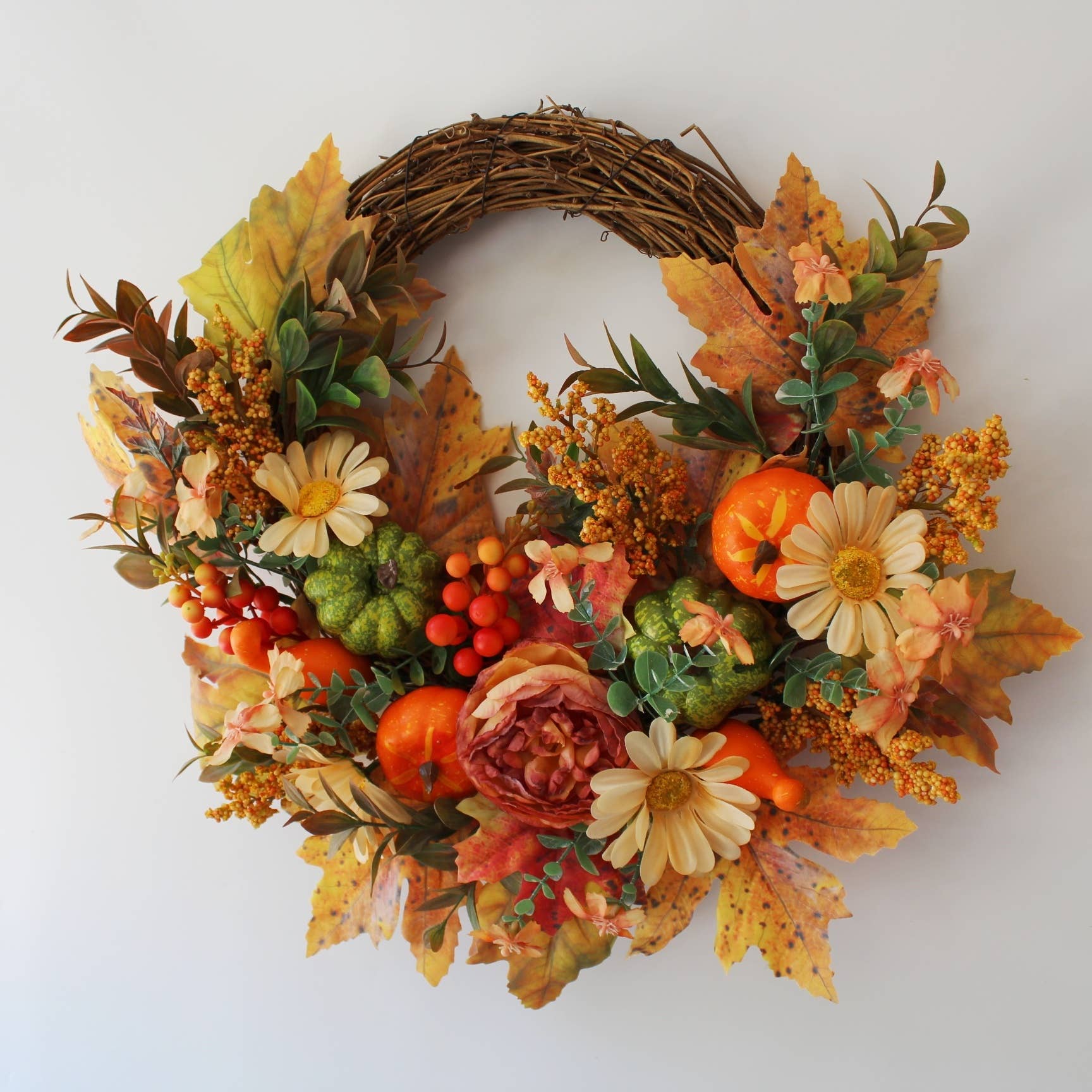 ACNITE(We cover U.S. import duties) - Wholesale Wreath - Thanksgiving day pumpkin maple wreath for autumn home decor1