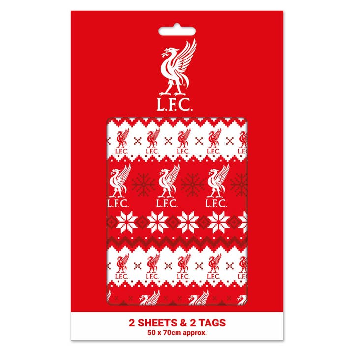 Liverpool FC Christmas Wrap 2 Sheet 2 Tag for wholesale by Danilo Promotions Ltd