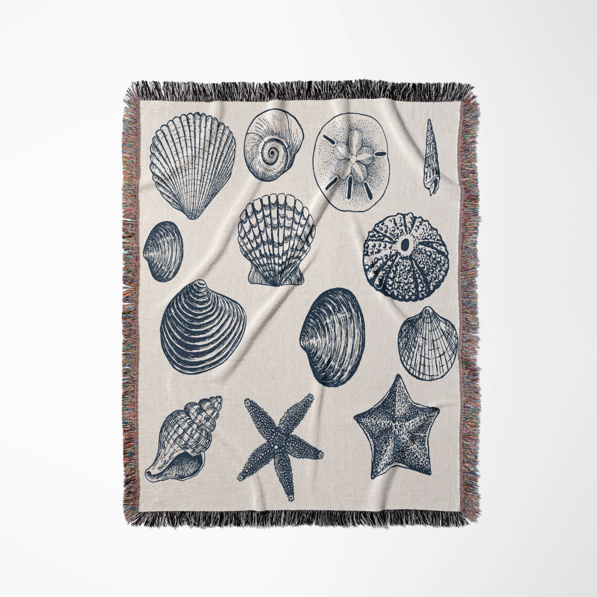 3dRose - Vente Plaids - 3dRose, Coquillages bleus Thème nautique de plage art océanique, Couverture0