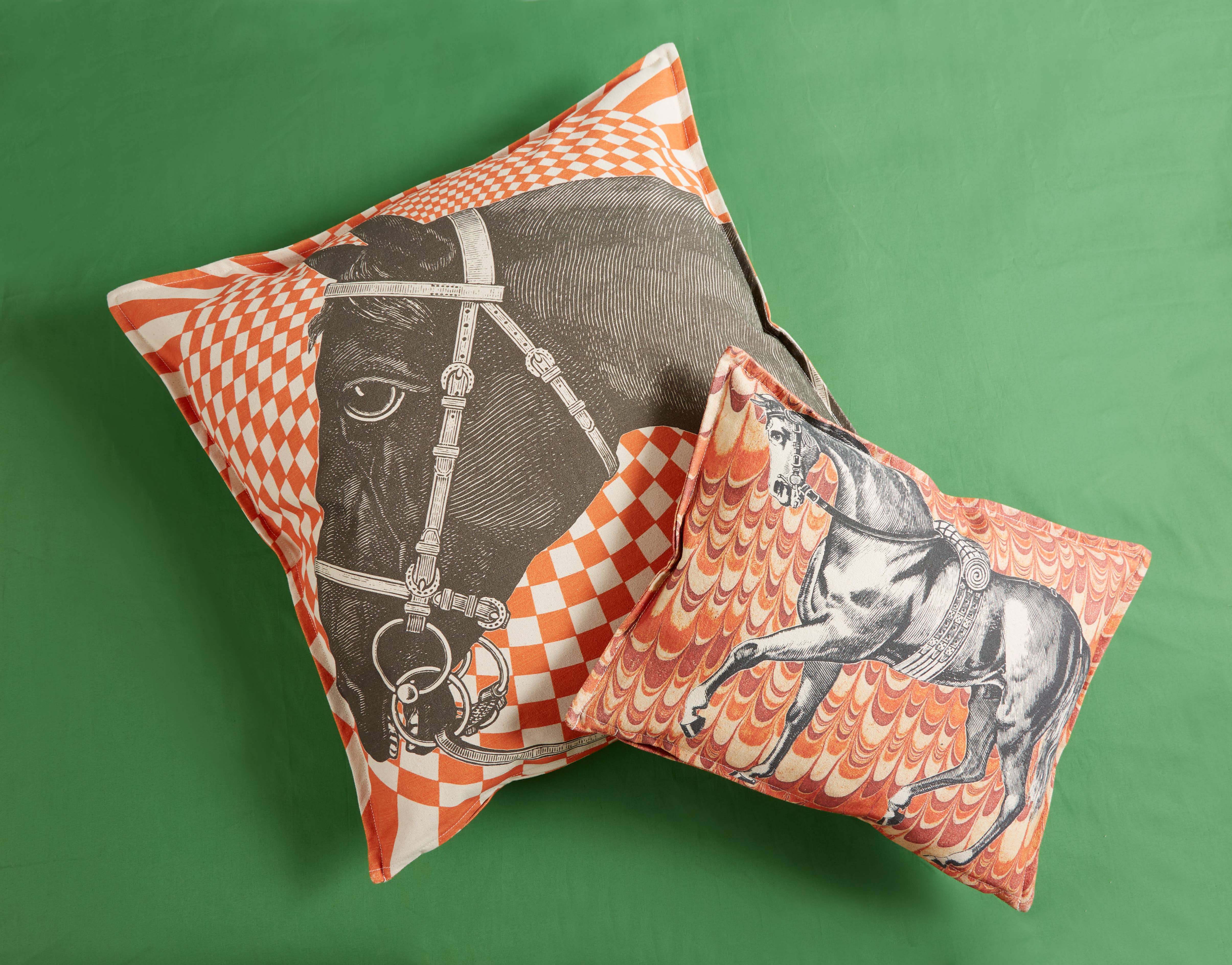 THOMASPAUL - Vente Coussin décoratif - COUSSIN EN MARBRE EQUUS ORANGE 12"X16"4