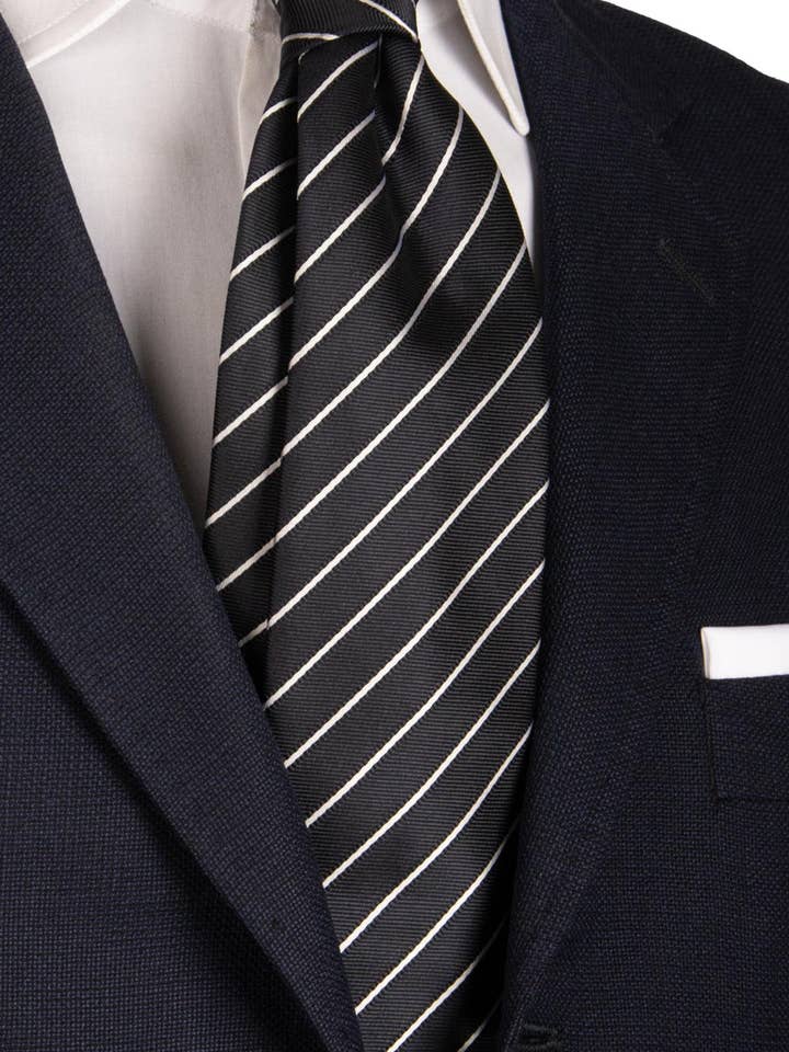 Blue Silk Regimental Ceremony Tie with White Stripes CY6659 for wholesale by Graffeo Cravatte