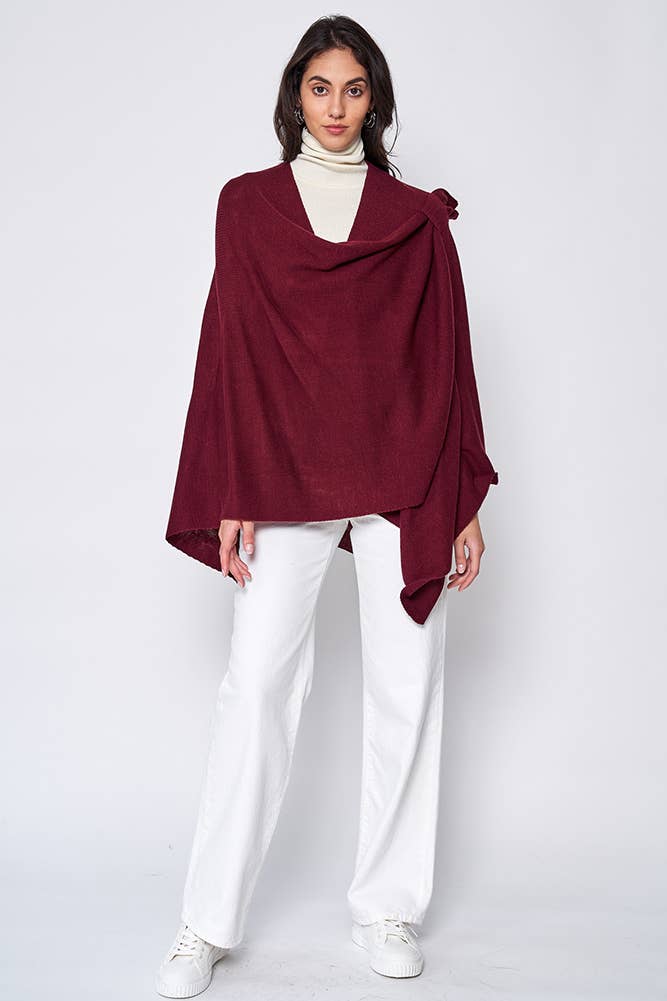 Hana - Venta al por mayor Poncho - Mujer - Ruana sólida con correa para el hombro26