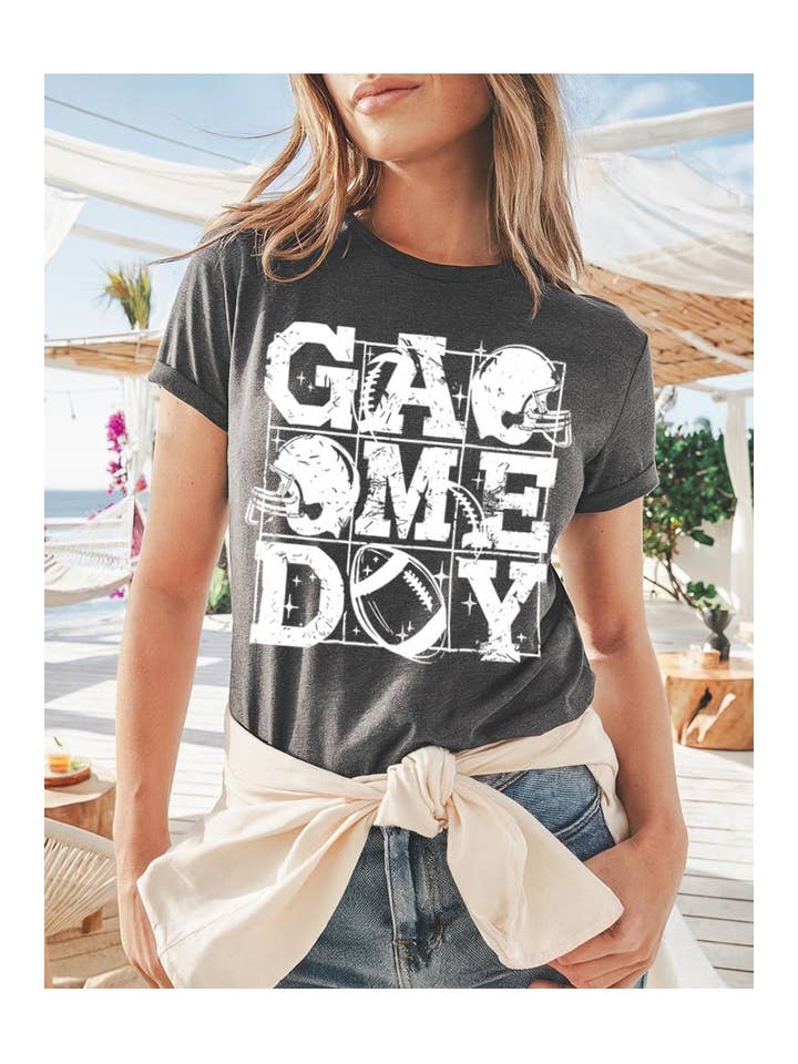 COLORBEAR - Wholesale T-Shirt (Graphic) - Women's - Distressed Game Day Graphic Heavy Cotton Tee2