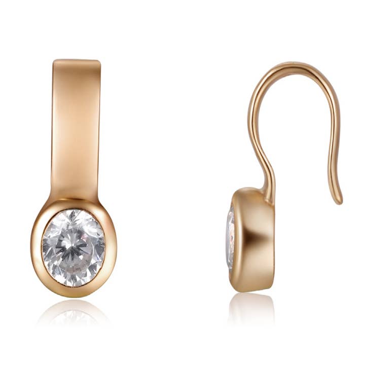 Long earcuff/zirconia hoop earrings 4mm - silver for wholesale by Buganto