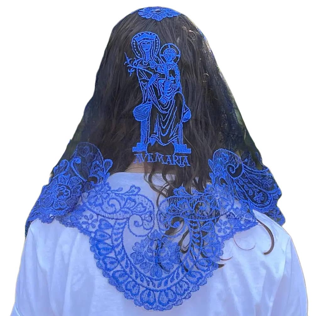Oremus Mercy - Wholesale Veil - Women's - Veil ~ Ave Maria (B) - BLUE 2