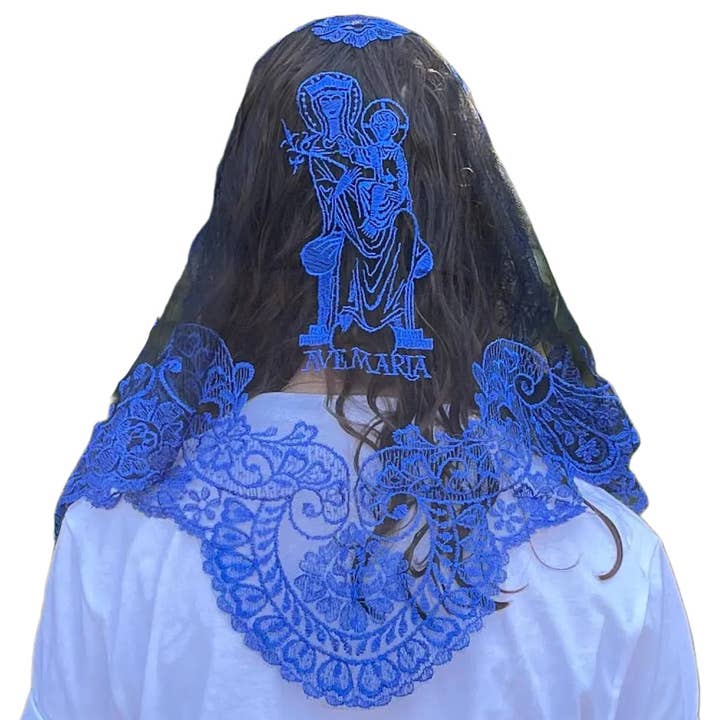 Oremus Mercy - Wholesale Veil - Women's - Veil ~ Ave Maria (B) - BLUE 2