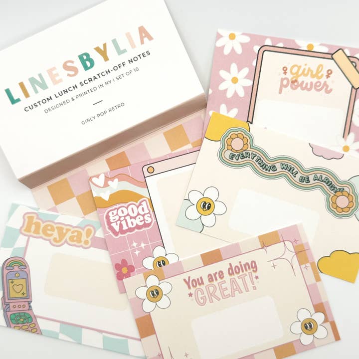 Paper Giggles - Wholesale Stationery/notecard set - Girly Pop Retro Scratch-off Lunchbox Note Cards1