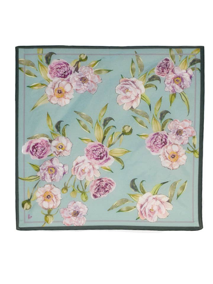 HANKIE SCARF - PEONY JADE for wholesale by Art of Marina