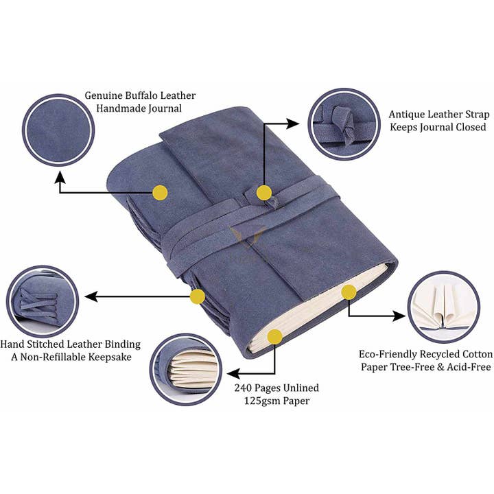 Tuzech Leather - Wholesale Journal/Diary - Tuzech Leather Journal Writing Notebook Antique Handmade Leather Bound Daily Notepad for Men/Women Unlined Paper for Art Sketchbook Travel Diary to Write in 7 Inches24