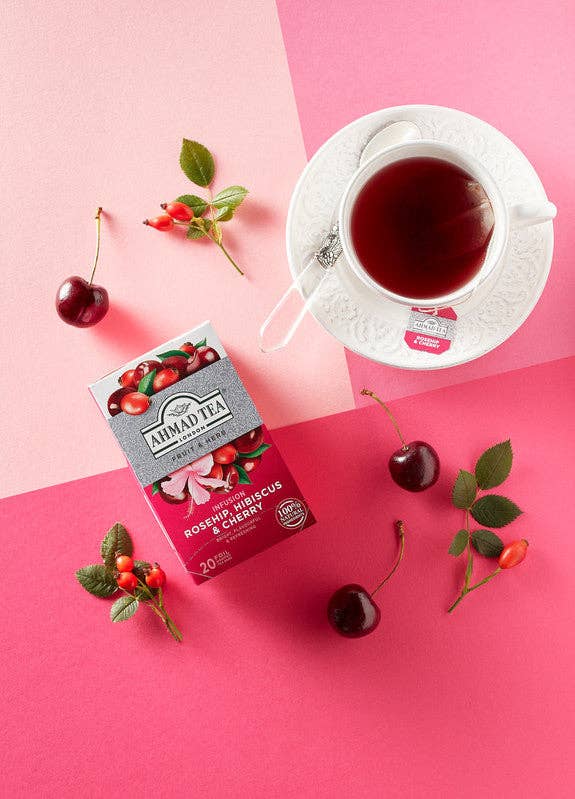 Ahmad Tea - Wholesale Tea Bags - 20 Teabag Rosehip, Hibiscus & Cherry3