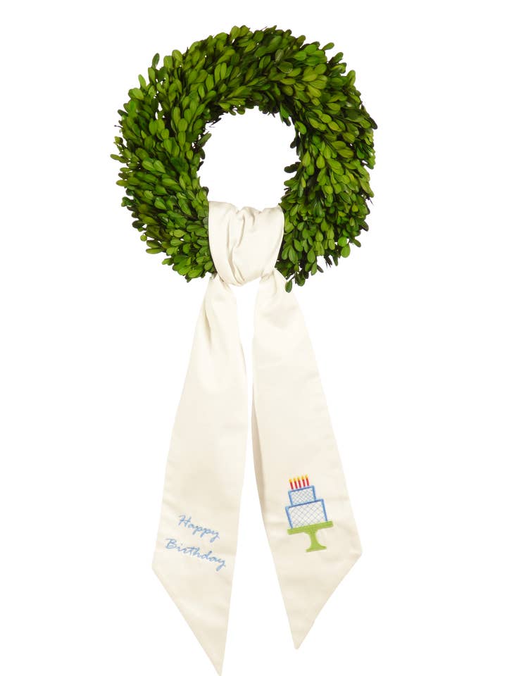 Wreath Sash: Happy Birthday (Blue) for wholesale by The Yellow Lamb