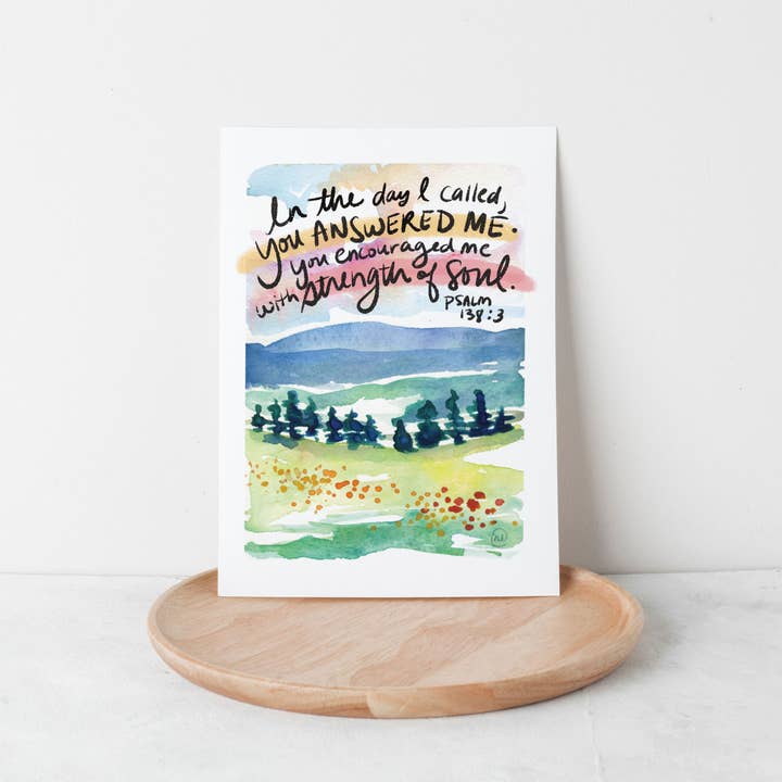 Marydean Draws - Wholesale Everyday Greeting Card - "Strength of Soul" Watercolor Bible Verse Greeting Card2