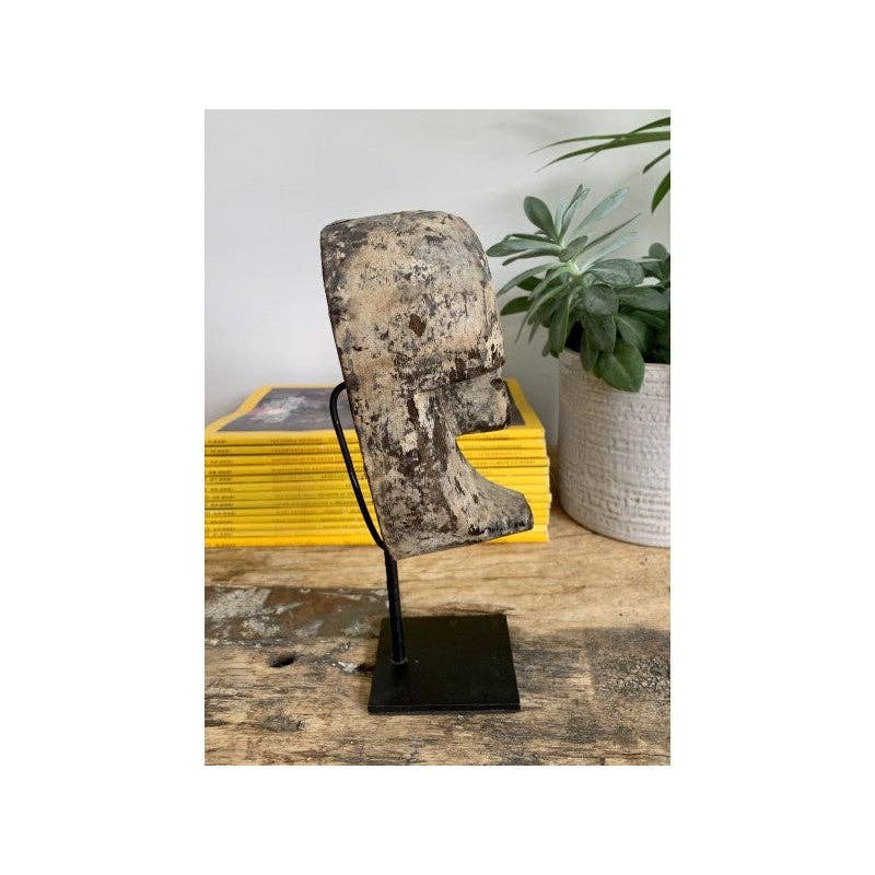Paloma Black (Casa Natura Design, S.L.) - Wholesale Decorative Tabletop Object - Small Wooden Hand Carved Mask On Stand With Metal Base5