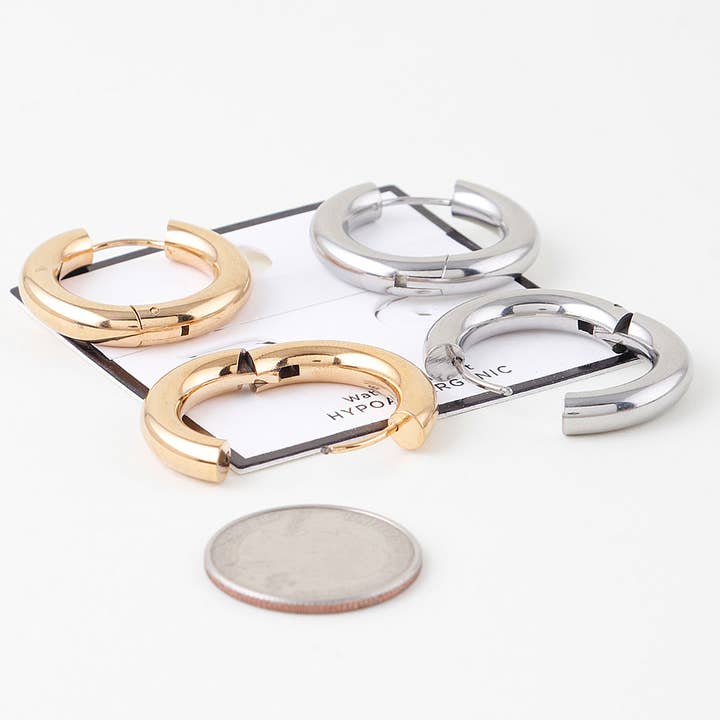 Shiny Modern Hoop Earrings for wholesale by 3AM BY H&D ACCESSORIES