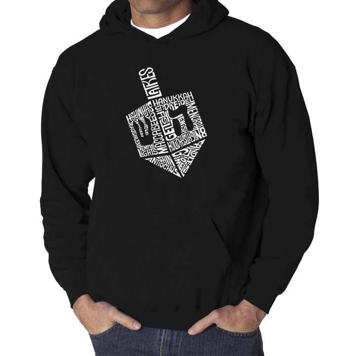 Hanukkah Dreidel - Men's Word Art Hooded Sweatshirt for wholesale by LA Pop Art